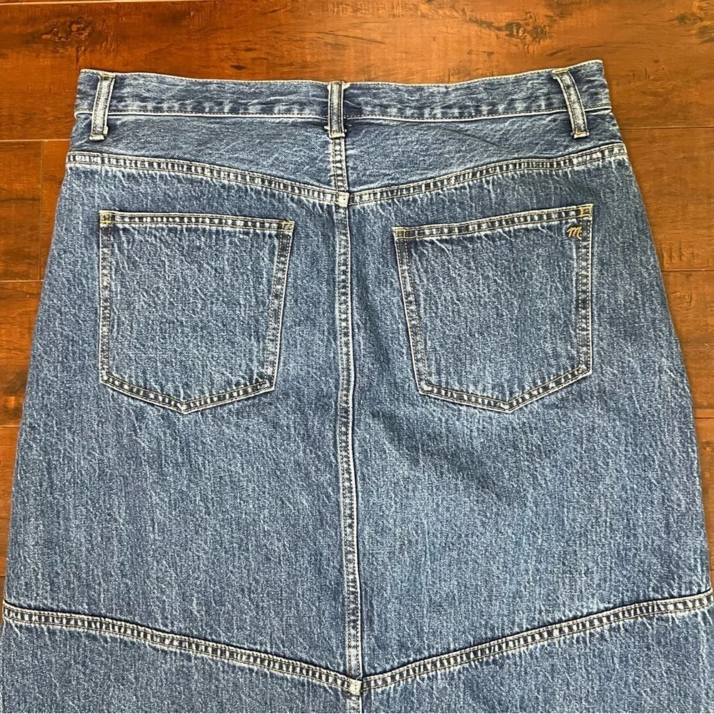 MADEWELL Denim Mid Rise Maxi Jean Skirt Pineland Wash Size 32